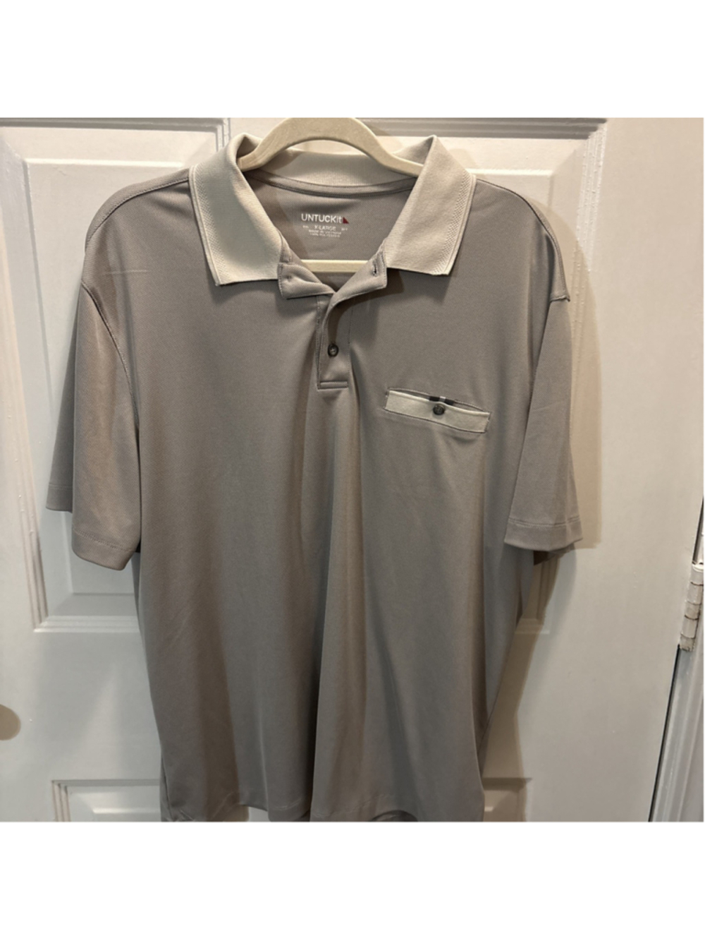 UNTUCKit Grey Cream Polo Shirt Men's XL Golf Travel Stretch Casual Relaxed Fit